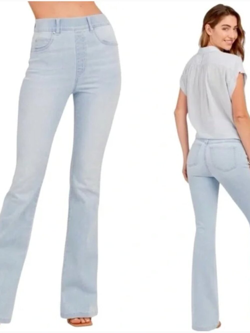 SPANX Light Wash Pull On Cotton Stretch Denim Bootcut Retro Flare Medium